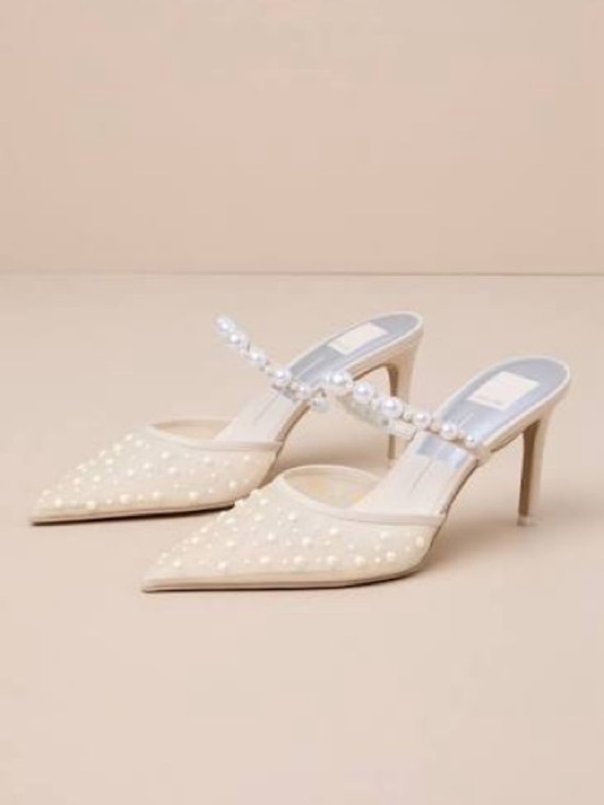 BRAND NEW, NEVER WORN Dolce Vita Katik Pearl High Heel - Ivory Mesh - Picture 2 of 9